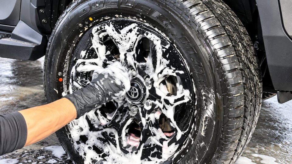 ホイールの泥やブレーキダストを落とす